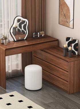 ?2室台02161新款实木梳妆卧简约现代斗柜一体收纳床尾柜5胡桃色化