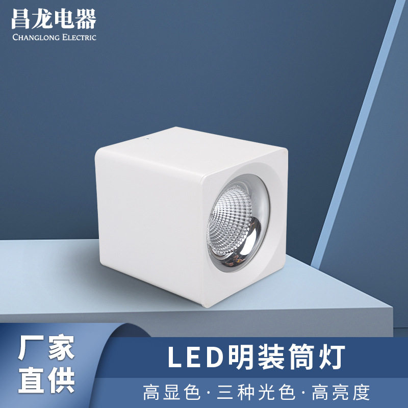 仙客来系列led方形明装筒灯极简单头天花灯家用客厅过道商场展厅