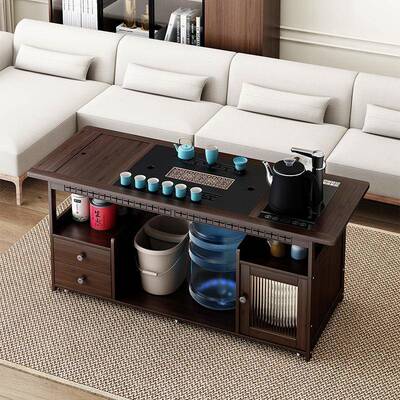 实家NMO用移动茶桌客厅小茶台泡茶几木车茶柜烧茶水壶一体套装