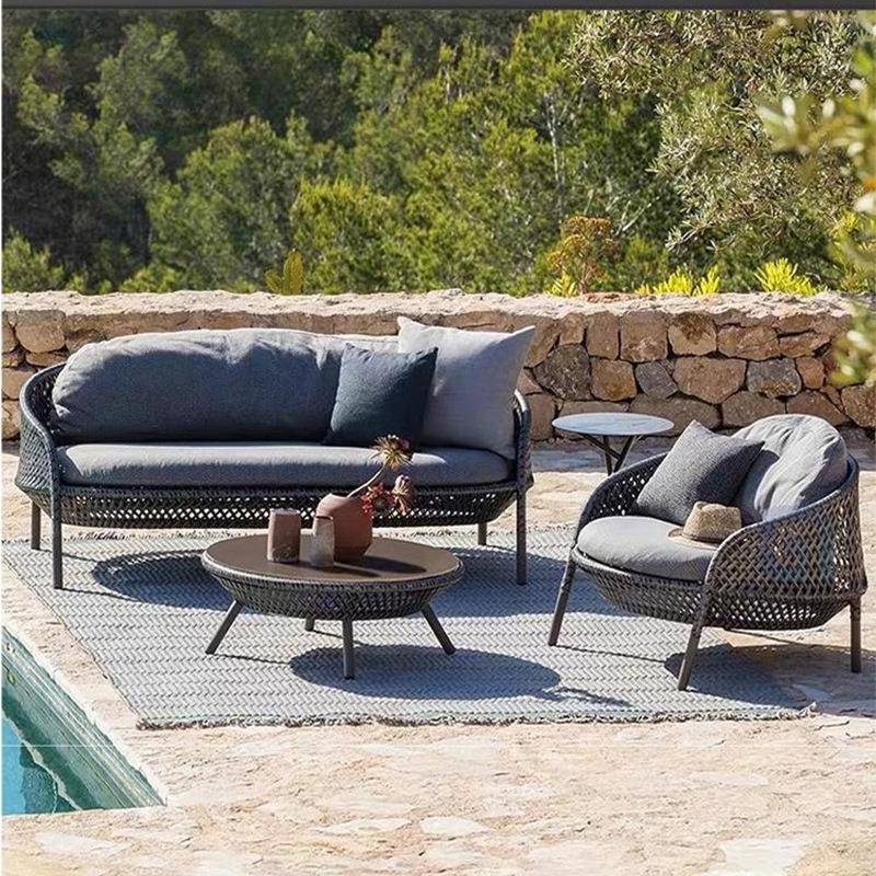 外休闲藤编庭沙发984阳户台天设计师藤制防水防晒院沙露发茶几组