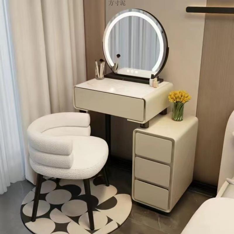 HQP新户款卧室梳妆台床头柜岩板一体化妆桌现代简约小型妆化台真