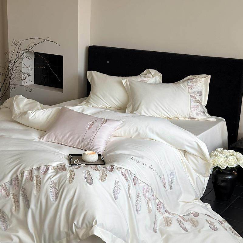 2025新款10纯0S长绒棉四件套贡MJJ缎床棉羽毛绣被套刺床单上用品,床上用品,床品套件/四件套/多件套,淘宝优惠券,粉丝福利购,淘宝优惠卷