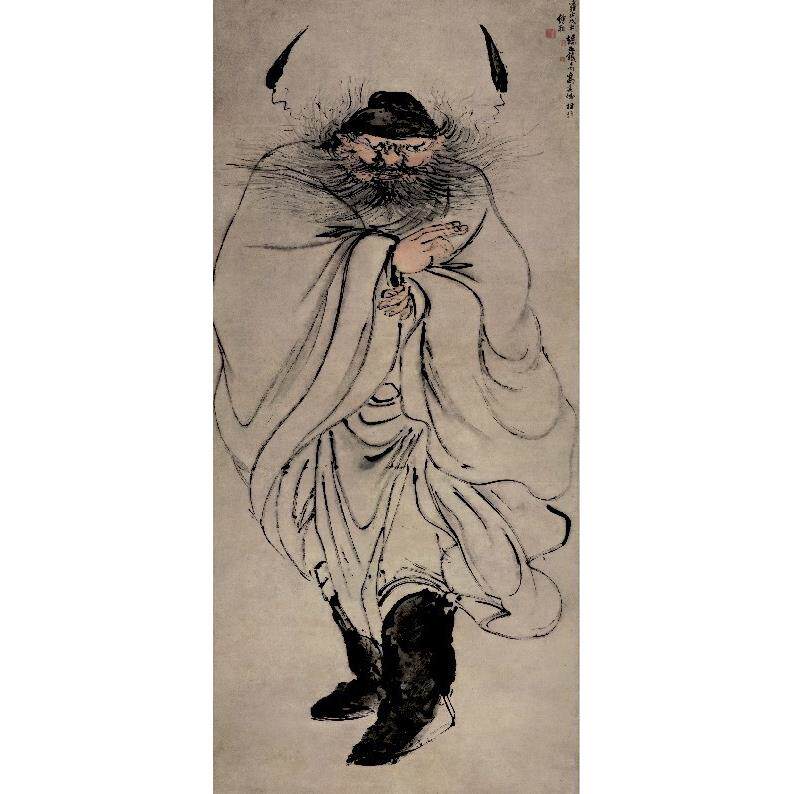 指画容8钟馗c图高其佩清名人字画怒国画办公室指画怒容0*174m包邮