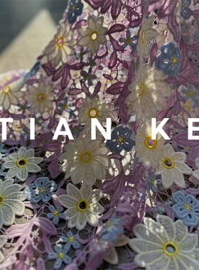 绿色镂空溶E6929绣花涤花布纶料田园风朵包袋家居装水饰服装设计