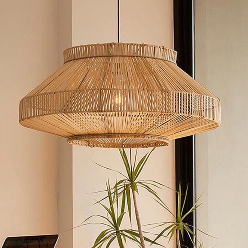 东南亚灯具藤灯艺吊餐厅民宿led竹艺吊灯l120d日式茶楼藤e编餐吊