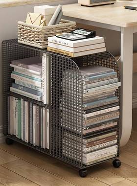 可带轮置书架移动推车书本物架落地收桌书纳架学生2.18书柜桌边下桌旁