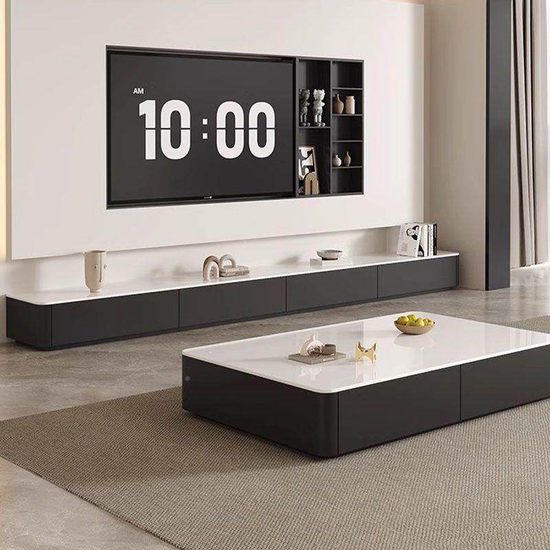 黑色茶几客电租视组柜合家用厅新款小户型落地电视柜出UA房玻璃茶