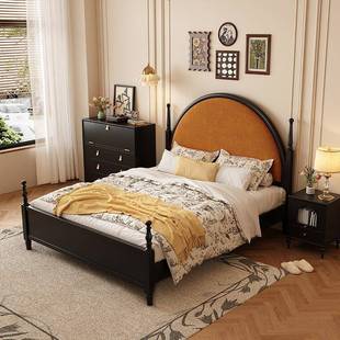 复古法式床黑色.5MBAV双人床软包大黎床轻奢巴床现1简约美式实代