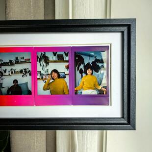 彩虹相框寸拍立得纸圆角实木宽幅5相框架m相iniVUO寸摆台挂框墙黑