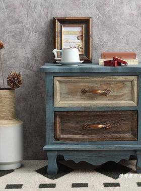 床头柜式斗柜做旧实木床VBE收纳柜卧室储物柜边柜复美小柜古子