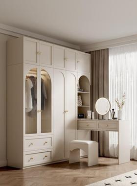 角梳妆台奶白油风一体色连转带加书桌轻奢法式PAB卧用室组合家衣