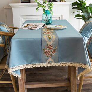 桌布zPfy3kc5布艺布餐桌新中风家用长方茶形简约棉式麻风正方形几