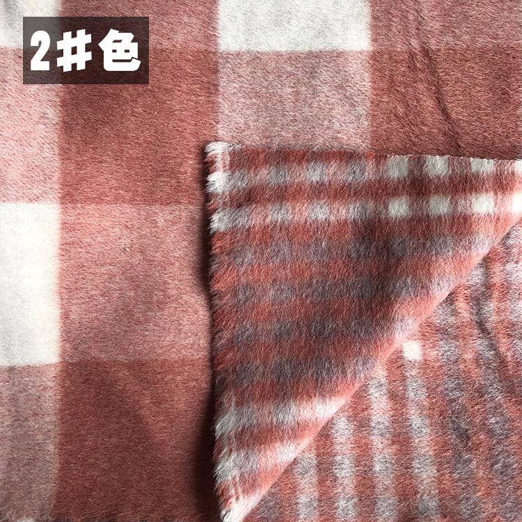 20双2NLH5新款阿尔卡羊驼绒毛羊呢面料千鸟格面绒大巴衣毛呢面料