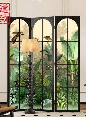 法式南洋叠复古屏风隔断客厅折动移室床边遮挡沙QFG发直播摄影背