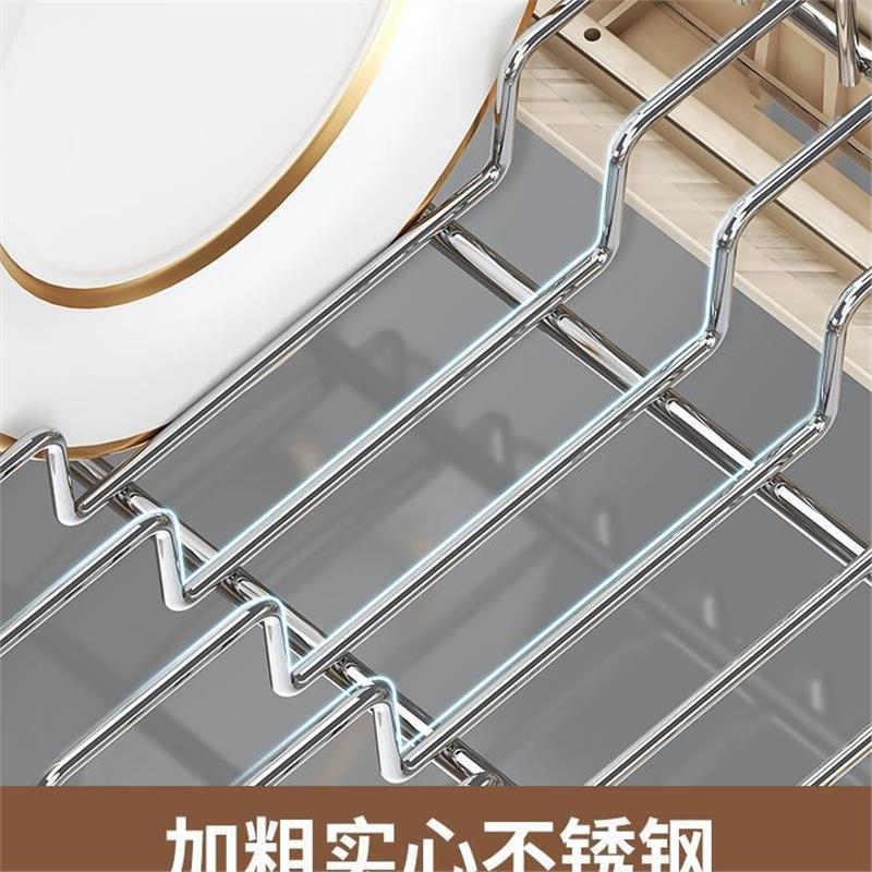 内不锈钢85114775橱缩柜碗盘架沥可伸拉篮厨房台面碗架水架抽拉碗