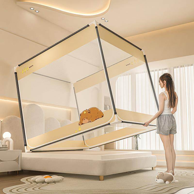 新款A类床笠款蚊帐卡通简约纹家用卧室蚊防摔童三开儿门MZB-2025