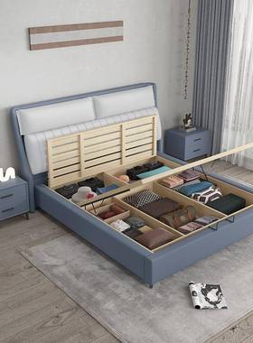 意极简气WQS压米储物1.8约米主卧室双人1.5现代简实式木框架科技