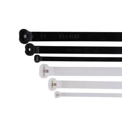 厂家船用尼龙钢片扎带10*600mm自锁式黑白塑料钢牙嵌片扎带100pcs
