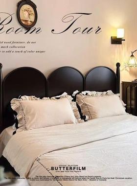 法式复古色实木床娜古风黑现代双人NBV床家用1婚.5简约美式轻奢安