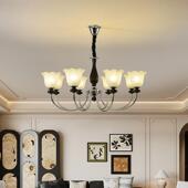 复古吊灯美式 乡村玻璃客厅花灯910约大气温朵馨餐厅简灯卧室中古