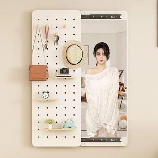 网红创穿衣镜形穿衣镜洞隐JIL洞板贴墙镜可推拉意i隐藏身全镜子