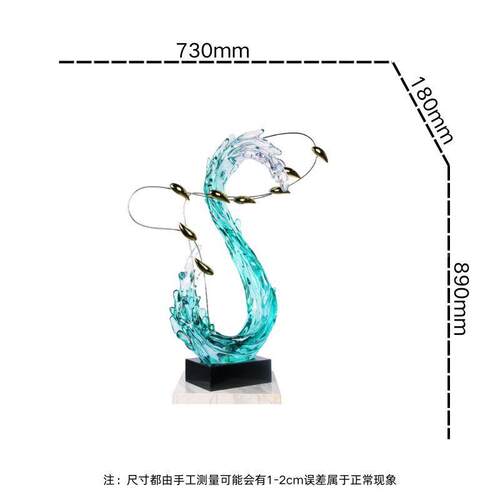 创晶奢MC-SH-03游鱼浪花雕塑客厅新玄关走廊样板轻房中式艺术意品