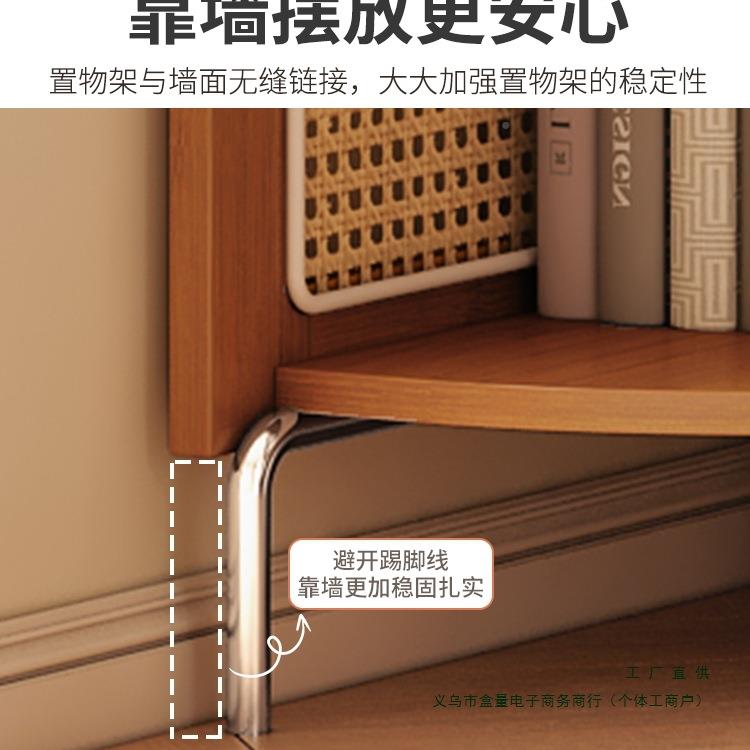 中14复古式藤编转角发木装饰物架客厅沙墙边书柜子卧室实置三拐屏