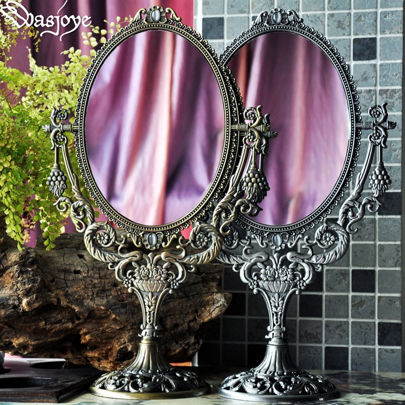 王后装扮复古欧式大号台镜u子双面高清公主可爱台式旋转化妆梳妆