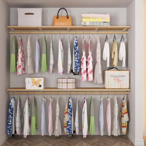 ACI0J衣帽间定 衣制卧开室步柜入式衣橱放实木衣储物间收纳架砌墙