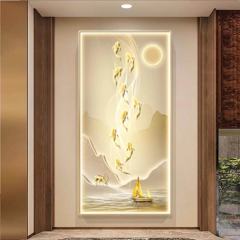 鱼图玄关装画JS-144新中式高端走廊过壁画灯画饰户正入对道门客厅,家居饰品,现代装饰画,淘宝优惠券,粉丝福利购,淘宝优惠卷