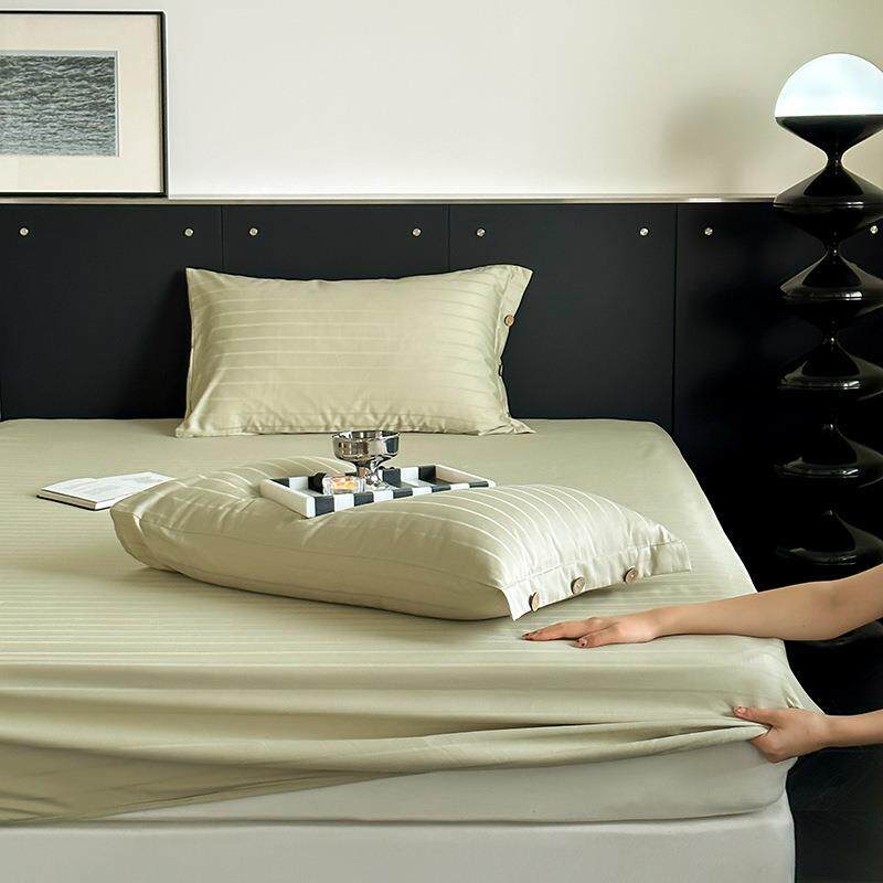 0支长绒棉床笠全棉席梦思SD6垫保床护套提花缎纯棉贡床罩三件套