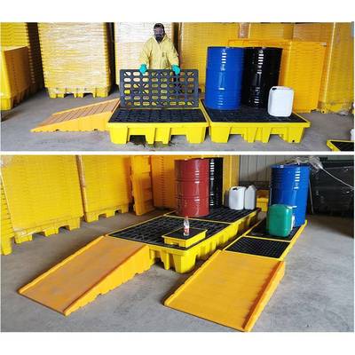 BVQ一吨化学品盘防渗漏托油桶杰危废盛漏防漏平台环评桶防泄漏叉