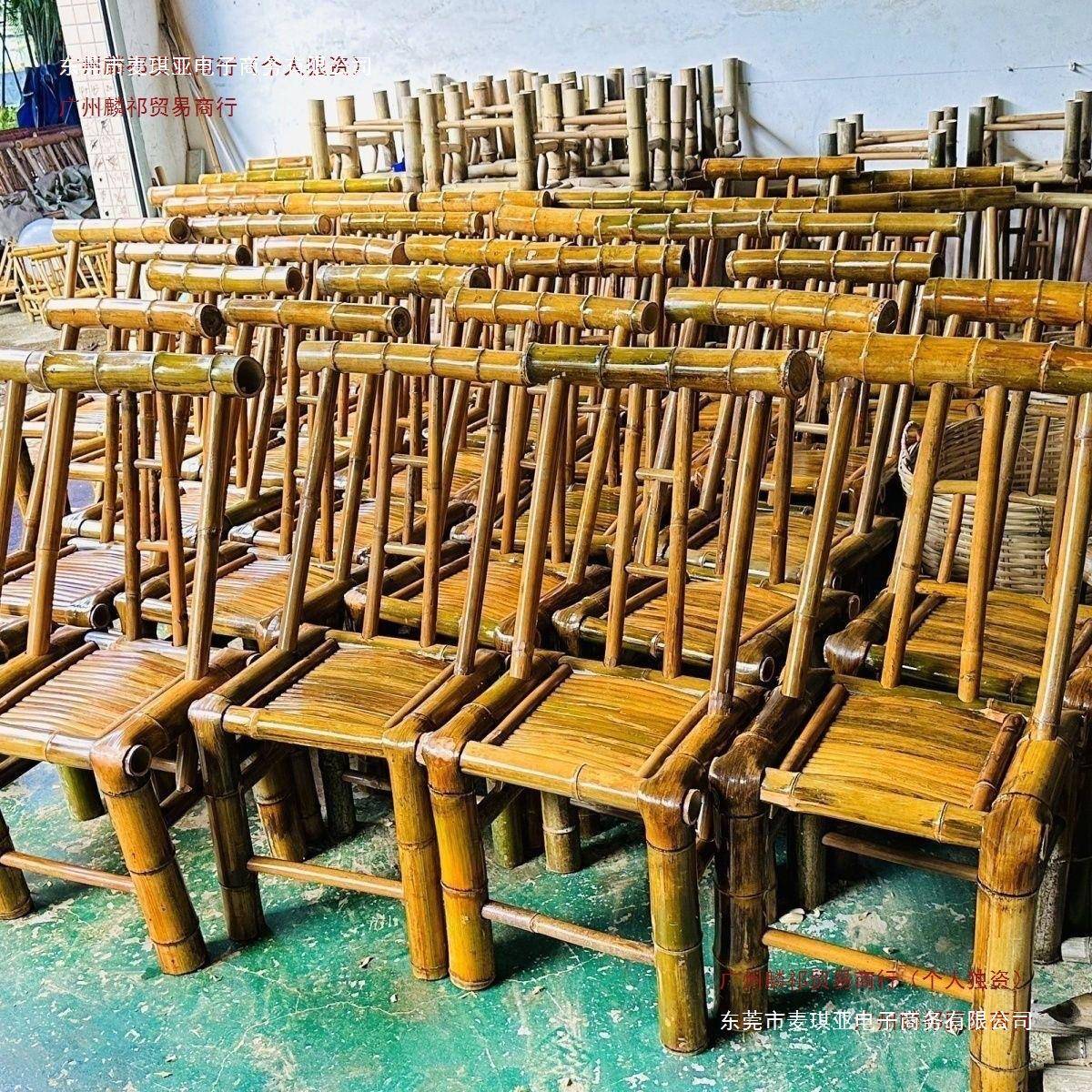 老式统MEN用竹椅中式靠背椅古煮茶复纯手工传家凳子竹编椅子餐椅