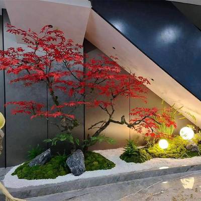 仿真红枫树造型假树鸡爪槭大型装饰景观造景橱窗落地禅意室内套装