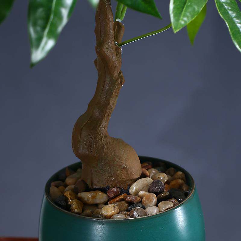 仿真发财树盆栽绿植办公桌室客厅书房茶几假树中式禅意招财树盆景