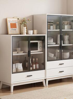 边柜实木白色现代简约物柜厨房橱靠柜ZHE客厅储一餐体轻奢墙柜茶