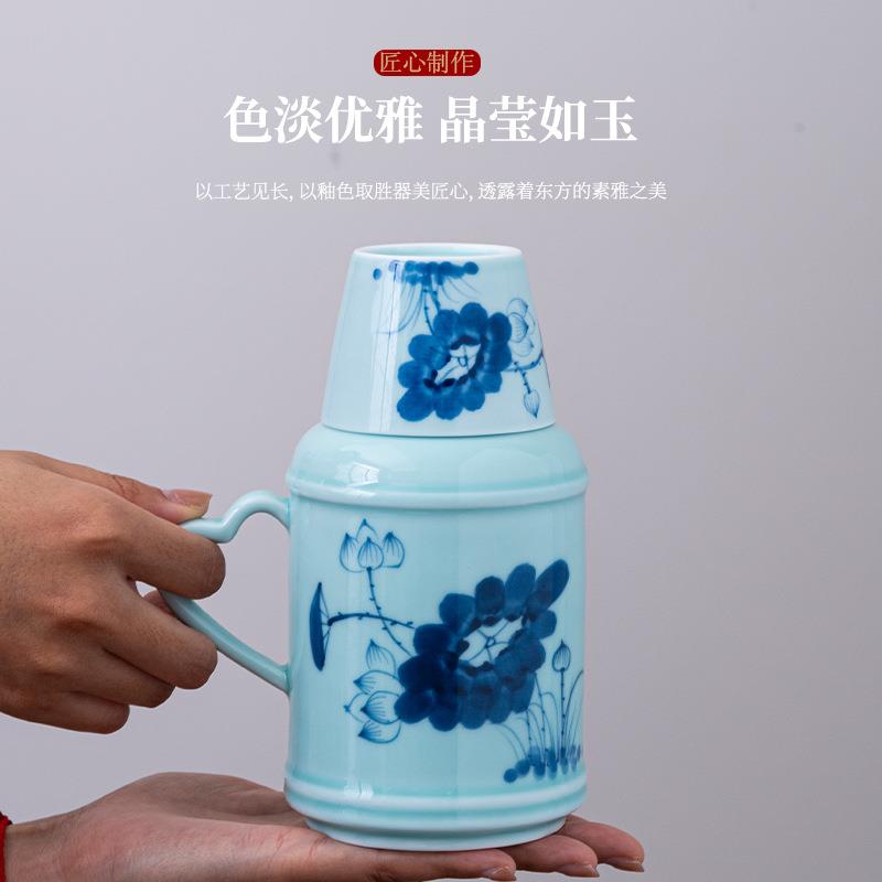 中式国瓷风青手迷你小壶带盖暖家用大20241023容量陶瓷养生闷绘茶