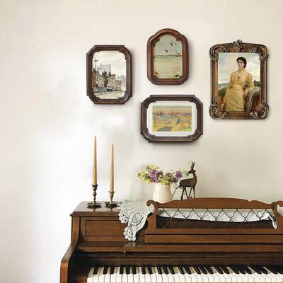 轻厅奢中古书房壁画小al202406古众欧式复餐厅装饰画法式室客卧美