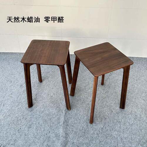 0A北美黑胡桃实木餐968可桌凳子家用客轻奢餐凳叠放餐椅高木板厅