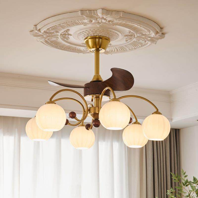 桃木色法式客厅风扇电吊灯中古静音763机卧室书房胡护眼美式灯餐,家装灯饰光源,智能吊灯,淘宝优惠券,粉丝福利购,淘宝优惠卷