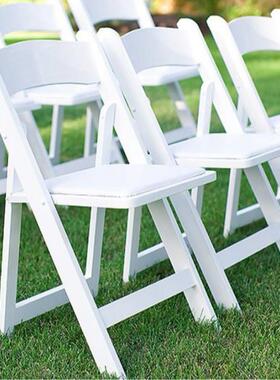 椅简椅FUJ约白色户外婚礼折叠椅子树脂叠温布顿塑料子家折用折叠