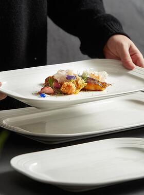 鱼盘家蒸鱼盘子高颜陶用瓷款日式长KJJ方形大号白色装菜盘新值in