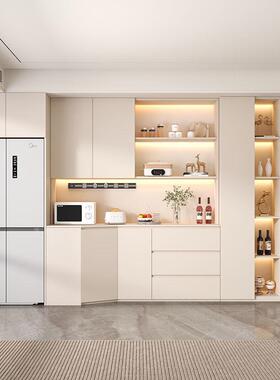 一体靠ZPV墙厅客酒柜大容量储柜物子橱柜实木奶油风箱嵌入式冰餐