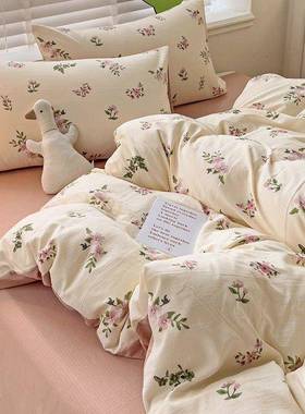 四件套上罩品床单床被XCK套棉水洗棉床笠被学生宿舍单人床三用件