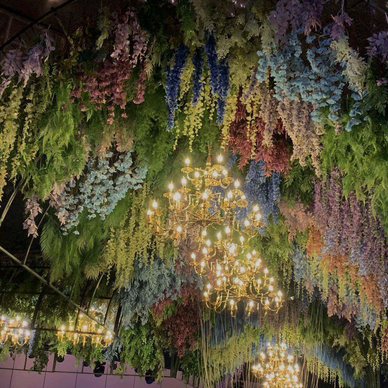 厂家直销真tb-74799绿吊顶装饰 花板植物墙 网植红仿直播间树藤婚