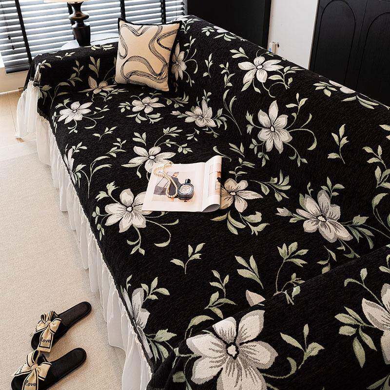 法式裙2边沙发盖布四季通用25古新款一整花心恋张全0盖巾复雪尼尔