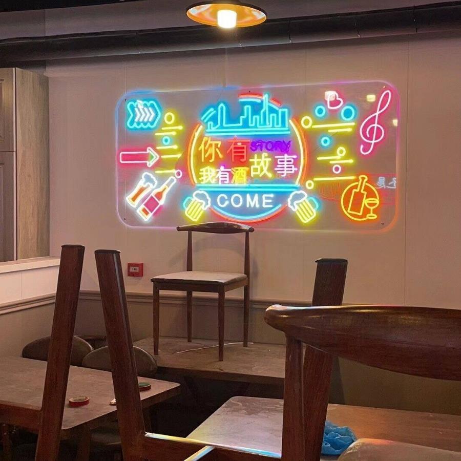 计霓虹定墙灯发光字广告牌门头招牌 做设安装餐饮OGV店烧烤面装饰