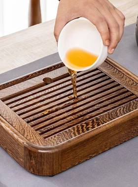 茶一人用实功木鸡翅木花小梨储水式家TWR用茶台简约盘迷你茶海熙
