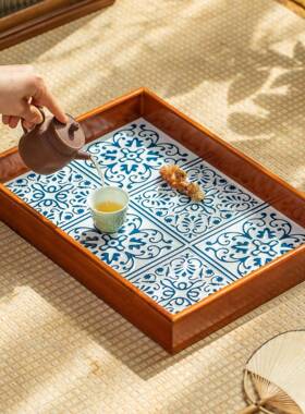 新盘中式实木长方形茶盘托盘家用餐点盘商用干果高盘颜心XJDS-001