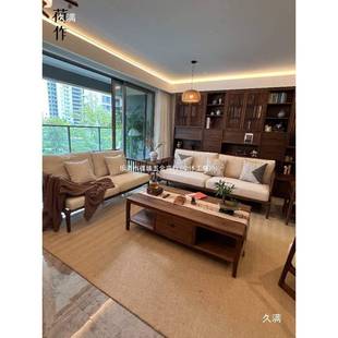 木荷作新中式夏实木沙发约直简排带抽屉ZEN冬两用客厅黑胡桃沙发